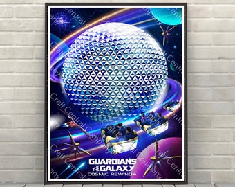 Guardians of the Galaxy Cosmic Rewind Poster Epcot Poster Disney Attraction poster Disney World Posters