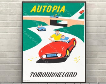 Autopia Poster Vintage Disney Attraktion Poster Disney World Poster Tomorrowland Poster Classic Magic Kingdom Disneyland Wandkunst