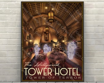 Tower of Terror Poster The Hollywood Tower Hotel Lobby Disney Attraction poster Disney World Hollywood Studios Posters
