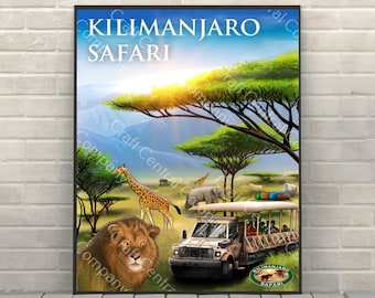 Kilimanjaro Safari-affisch Djurriket-affisch Disney-attraktion-affisch Disney Ride-affisch Disney World-affischer Disneyland-väggkonst