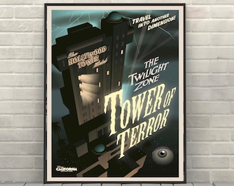 Tower of Terror Poster The Hollywood Tower Hotel Disney Attraction poster Disney World Hollywood Studios Posters Wall Art