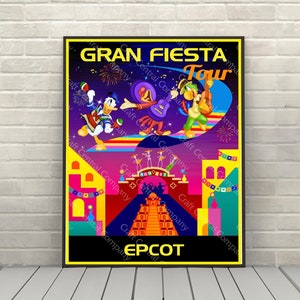 Poster del Gran Fiesta Tour Il poster dei tre Caballeros Poster di Epcot Poster dell&#39;attrazione Disney Disney World Poster - 2 Topolini nascosti