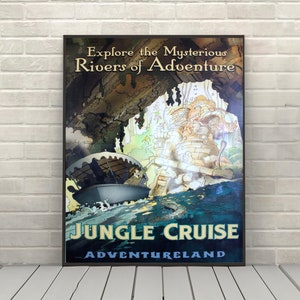 Jungle Cruise Poster Adventureland Poster Vintage Disney Attraction poster Disney World Posters Disneyland Poster