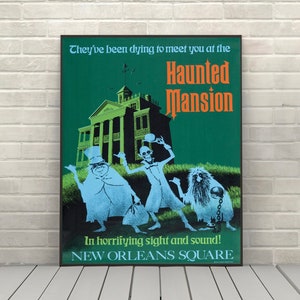 Haunted Mansion Poster New Orleans Square Poster Disney Attraction poster Disney World Disneyland