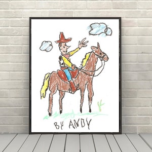 Woody Poster Andy&#39;s Drawing Poster Vintage Disney Movie Poster Disney Attraction posters Toy Story Poster Disney World Disneyland