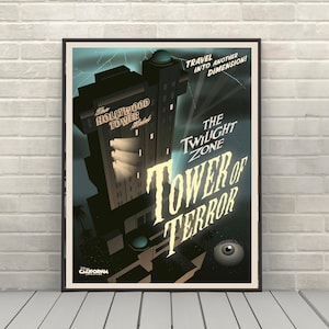 Tower of Terror Poster The Hollywood Tower Hotel Disney Attraction poster Disney World Hollywood Studios Posters Wall Art