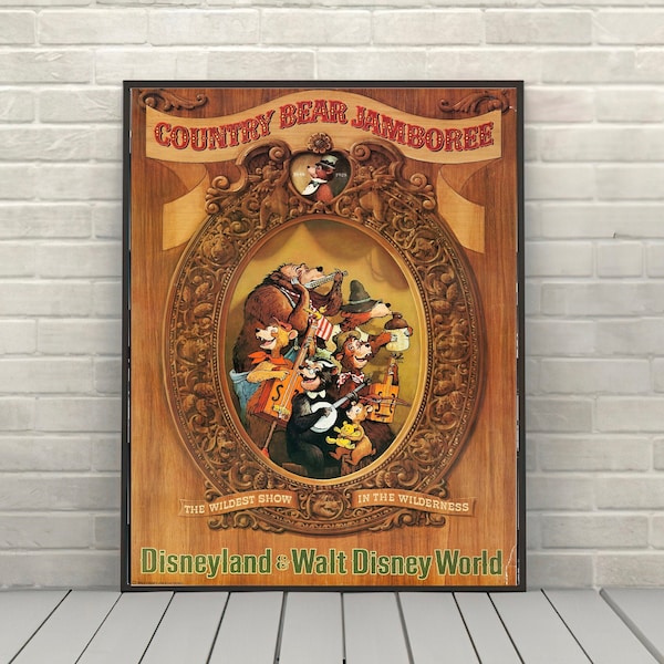 Country Bear Jamboree Poster Vintage Disney Poster Disney Attraction poster Disney World Disneyland Magic Kingdom Frontierland Poster