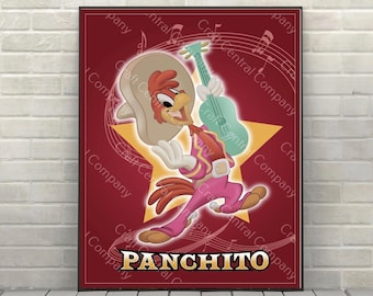 Os Três Caballeros Cartaz Gran Fiesta Tour Panchito Cartaz Epcot Disney Cartaz de atração Cartazes vintage do mundo da Disney