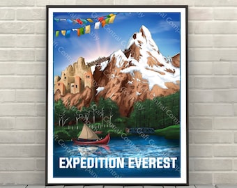 Expedition Everest Poster Animal Kingdom Poster Disney Attraction poster Disney World Posters Disneyland Poster Yeti Poster