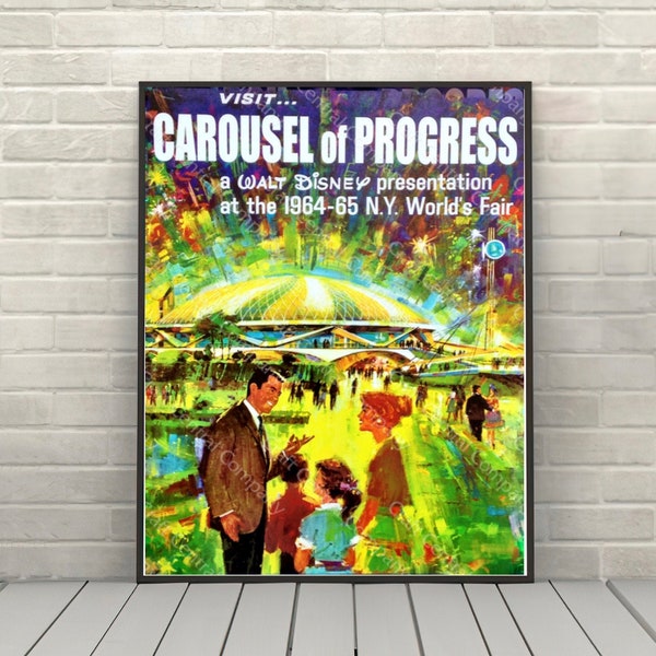 Carousel of Progress Poster Tomorrowland Poster Vintage Disney Attraction poster Magic Kingdom Disney World Posters Disneyland Poster