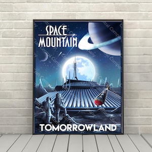 Space Mountain Poster Disney Attraction poster Disney World Posters Tomorrowland Poster Disneyland Wall Art