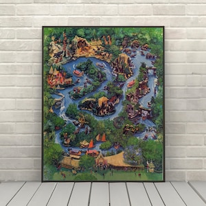 Jungle Cruise Map Poster Adventureland Poster Vintage Disney Attraction poster Disney World Posters Disneyland Poster