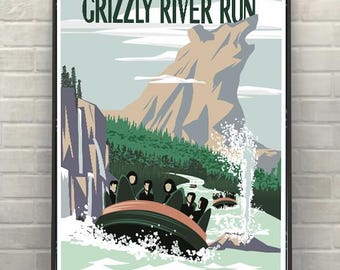 Grizzly River Rapid Poster, Disneyland Poster, Disney attractie poster, California Adventure Muurdecoratie