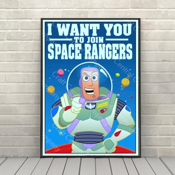 Buzz Lightyear Poster I want you to join Space Rangers Poster Disney Attraction poster Classic Toy Story Poster Vintage Disney World Posters