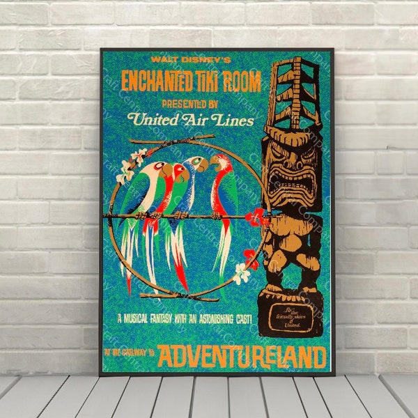 Enchanted Tiki Room Poster Adventureland Poster Vintage Disney Attraction poster Disney World Posters Classic Disneyland Poster Wall Art