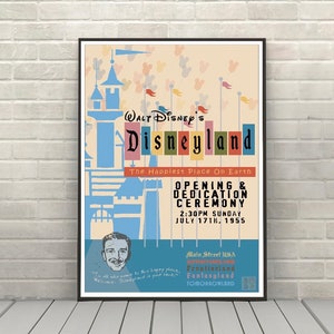 Disneyland Opening Day Poster Disney Attraction poster Magic Kingdom Disneyland Disney World Posters Magic Kingdom Wall Art