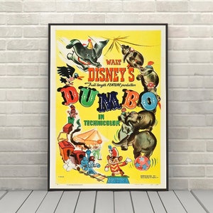 Dumbo Movie Poster Vintage Disney Movie Poster Classic Walt Disney Poster Dumbo Posters Disney World Posters Disneyland Poster
