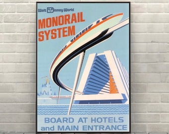 Monorail Poster Disney Attraction poster Disney World Posters Disney Contemporary Resort Poster Magic Kingdom Poster