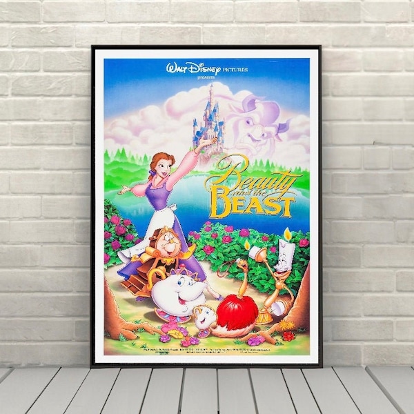 Beauty and the Beast Poster Vintage Disney Movie Poster Classic Disney World Posters Disneyland Poster