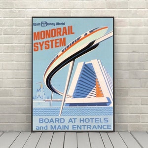 Monorail Poster Disney Attraction poster Disney World Posters Disney Contemporary Resort Poster Magic Kingdom Poster