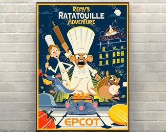 Remy's Ratatouille Adventure Poster Epcot Attraction Poster Vintage Disney Poster France Pavilion Disney World Posters - (3 Hidden Mickeys)