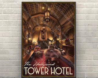 Tower of Terror Poster The Hollywood Tower Hotel Lobby Disney Attraction poster Disney World Hollywood Studios Posters