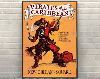 Pirates of the Caribbean Poster New Orleans Square Poster Disney Attraction poster Disney World Posters Disneyland Ride Poster Adventureland