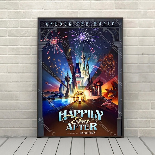 Happily Ever After Firework show Poster Disney Attraction poster Disney World Posters Magic Kingdom Poster Main Street Cendrillons Castle