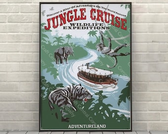 Jungle Cruise Poster Adventureland Poster Vintage Disney Attraction poster Disney World Posters Disneyland Poster