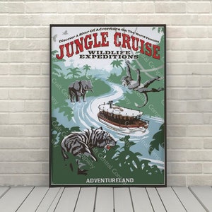 Jungle Cruise Poster Adventureland Poster Vintage Disney Attraction poster Disney World Posters Disneyland Poster