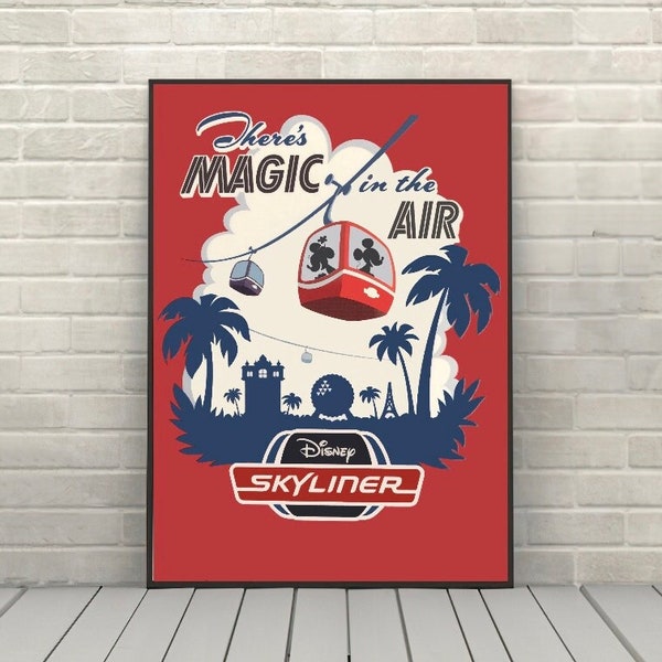 Disney Skyliner Poster Disney Attrazione poster Disney World Hollywood Studios Poster Epcot Poster Torre del terrore Poster Disney Ride