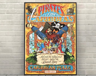 Pirates of the Caribbean Poster Adventureland Poster Disney Attraction poster Disney World Posters Disneyland Poster