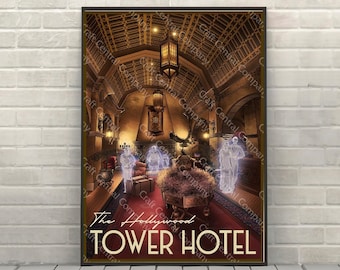 Tower of Terror Poster The Hollywood Tower Hotel Lobby Disney Attraction poster Disney World Hollywood Studios Posters