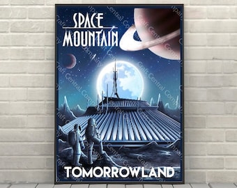 Space Mountain Poster Disney Attraction poster Disney World Ride Posters Tomorrowland Poster Magic Kingdom Posters Disneyland Wall Art