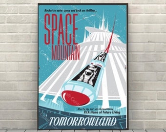 Space Mountain Poster Vintage Disney Attraction poster Disney World Posters Tomorrowland Poster Magic Kingdom Disneyland Wall Art