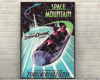 Space Mountain Poster Vintage Disney Attraction poster Disney World Posters Tomorrowland Poster Magic Kingdom Disneyland Wall Art