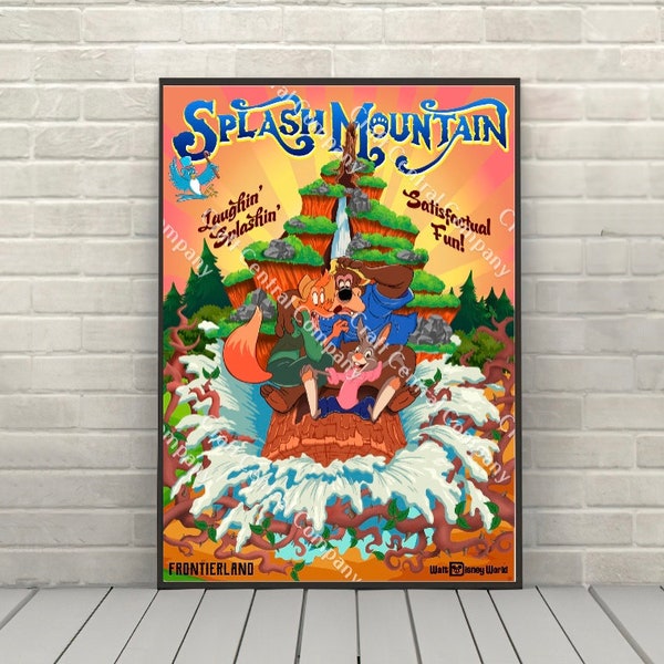 Splash Mountain Poster Frontierland Poster Disney Attraction poster Magic Kingdom Disney World Posters Disneyland - 2 Hidden Mickeys