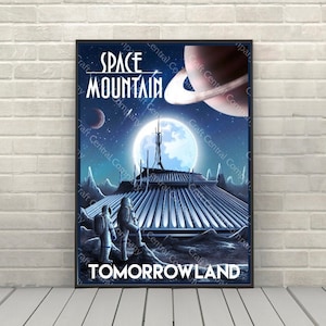 Space Mountain Poster Disney Attraction poster Disney World Ride Posters Tomorrowland Poster Magic Kingdom Posters Disneyland Wall Art