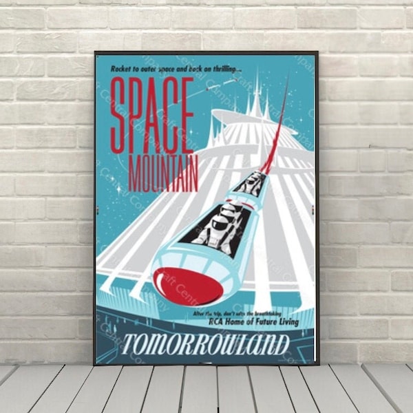 Space Mountain Poster Vintage Disney Attraction poster Disney World Posters Tomorrowland Poster Magic Kingdom Disneyland Wall Art