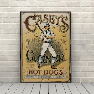 Póster de Casey&#39;s Corner Póster de atracciones de Disney Disney World Magic Kingdom Posters Main Street Hot Dogs (3 Hidden Mickeys)