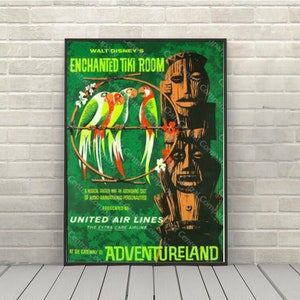 Enchanted Tiki Room Poster Adventureland Poster Vintage Vintage Disney Attraction poster Disney World Posters Disneyland Poster Wall Art