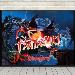 Fantasmic Poster Disneyland Firework show Poster Disney Attraction posters Disney World Disney Night Time Spectacular Disneyland