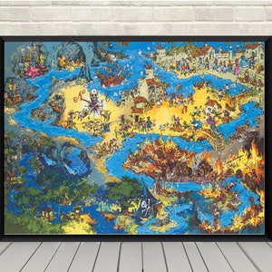 Pirates of the Caribbean Map Poster Adventureland New Orleans Square Poster Disney Attraction poster Disney World Posters Disneyland Poster