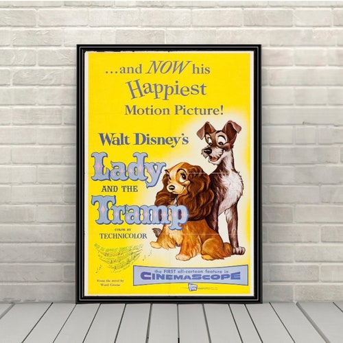 Lady And The Tramp Poster Vintage Disney Movie Poster Classic Etsy
