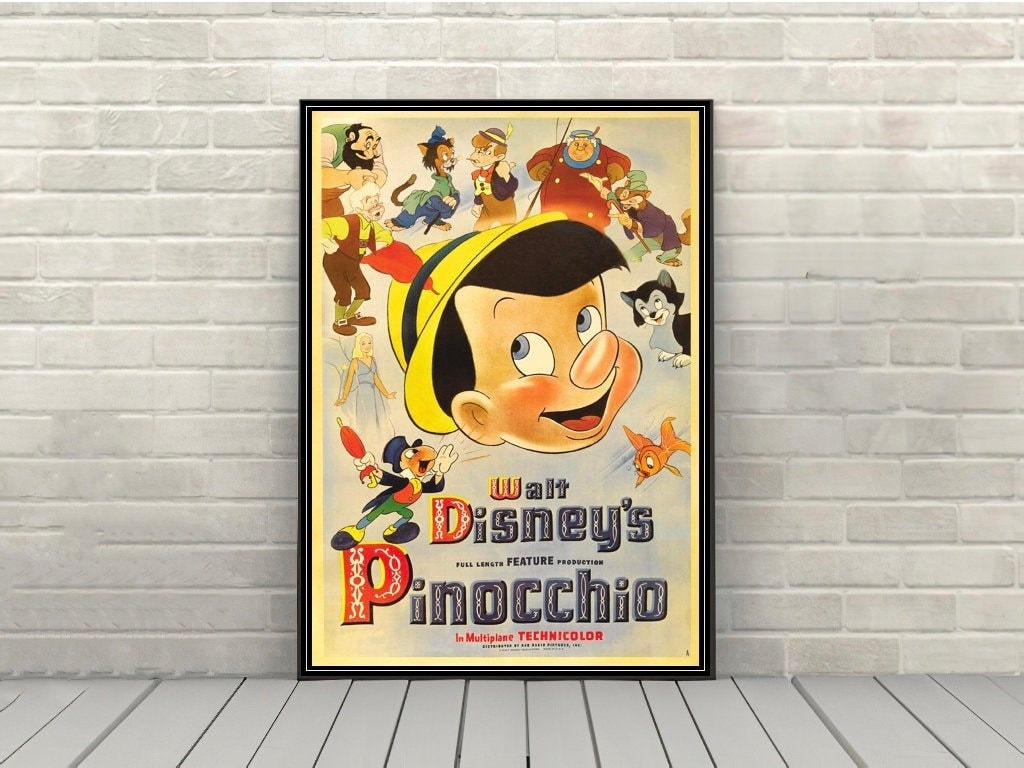 Pinocchio Poster Vintage Disney Movie Poster Classic Walt Disney 