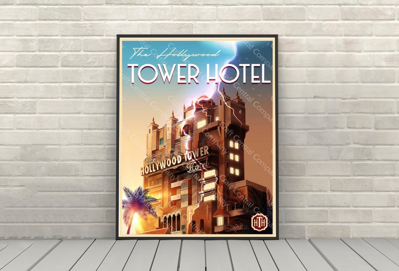Tower of Terror Poster The Hollywood Tower Hotel The Twilight Zone Disney Attraction poster Disney World Hollywood Studios Posters Wall Art image 1