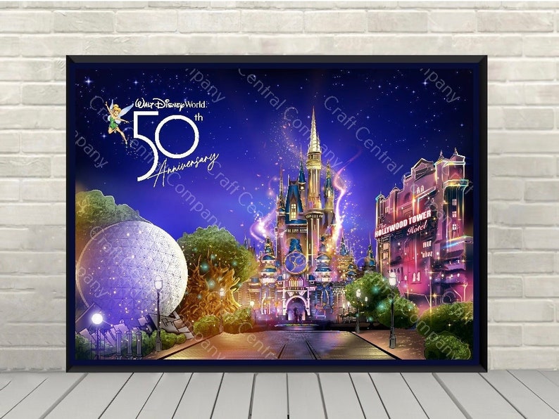 Disney 50th Anniversary Poster Disney World Four Parks Etsy Ireland