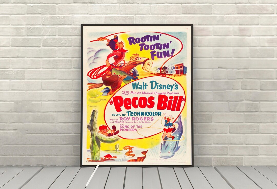 Pecos Bill Poster Vintage Disney Movie Poster Classic Walt Disney ...