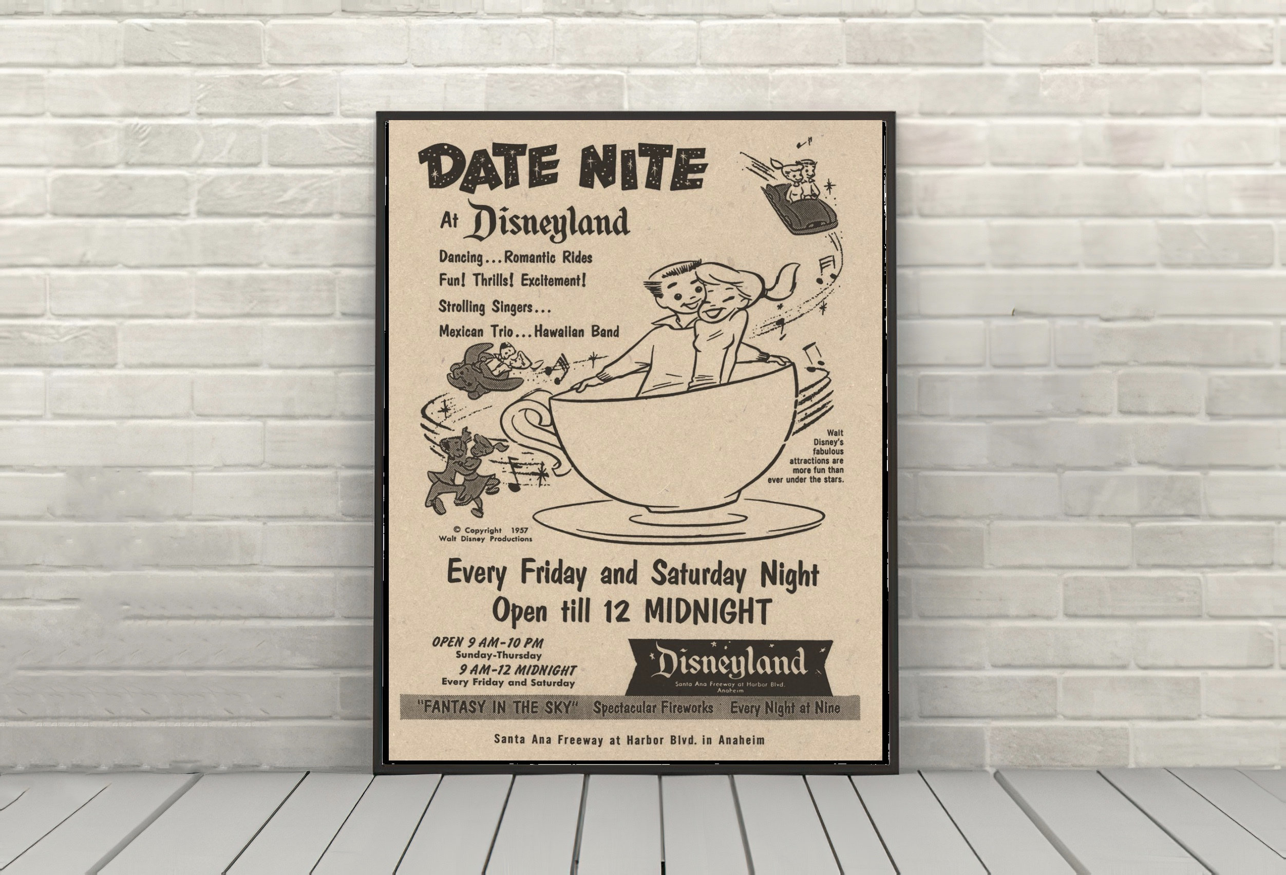 Date Nite at Disneyland Poster Disney Attraction Poster Magic