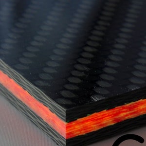 Baldosa de fibra de carbono real con centro de brillo epoxi en | Etsy